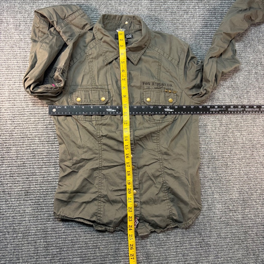 Fox Racing Women Olive Green Snap Front Utility Shirt Long Sleeve Moto Large - Picture 7 of 10